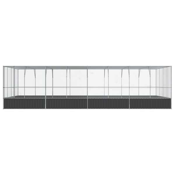 vidaXL Avi&aacute;rio com extens&atilde;o 832x414x212 cm a&ccedil;o prateado