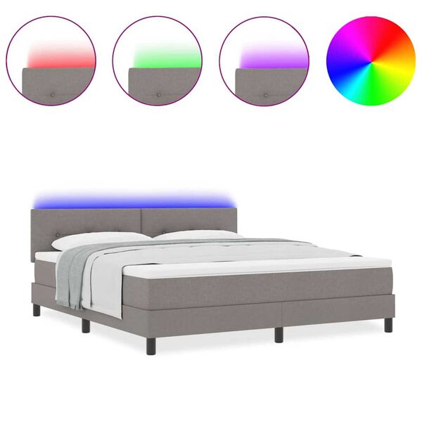 vidaXL Cama Box com colch&atilde;o Cinzento-acastanhado 180 x 200 cm tecido