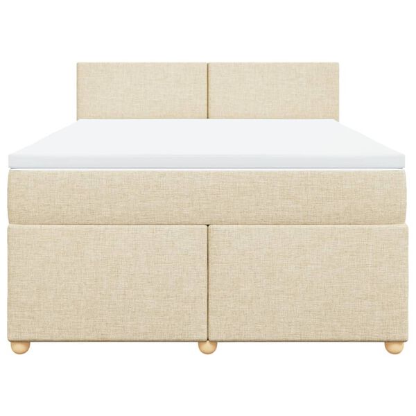 vidaXL Cama com molas/colch&atilde;o 140x190 cm tecido cor creme