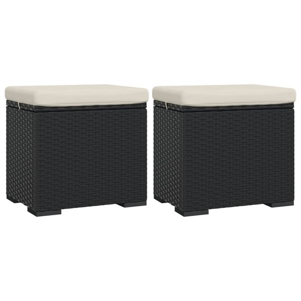 vidaXL Otomanas com almofad&otilde;es 2 pcs 40x30x40 cm vime PE preto