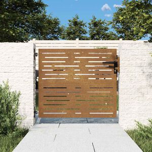 vidaXL Port&atilde;o de jardim 85x75 cm a&ccedil;o corten design quadrados