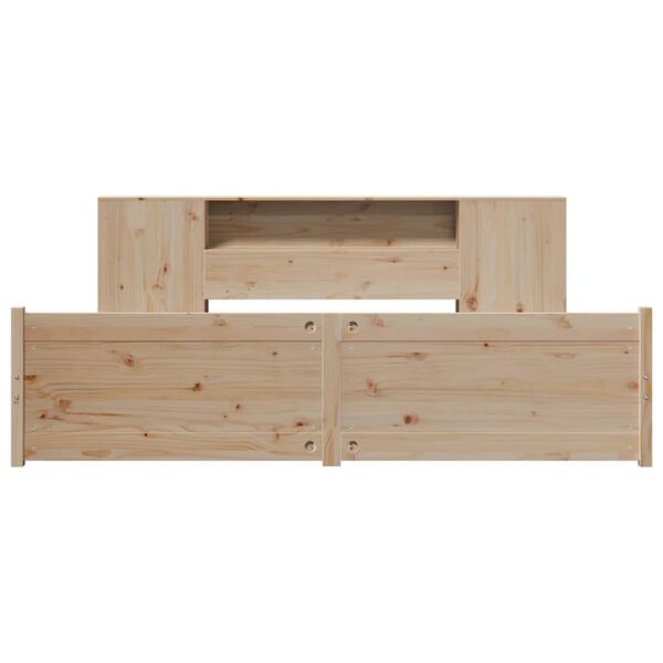 vidaXL Cama com estante sem colch&atilde;o 200x200 cm pinho maci&ccedil;o
