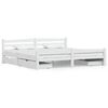 vidaXL Estrutura de cama com 4 gavetas 200x200 cm pinho maci&ccedil;o branco