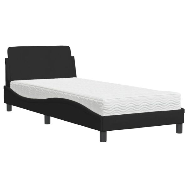 vidaXL Cama com colch&atilde;o Dover 90x200 cm tecido preto