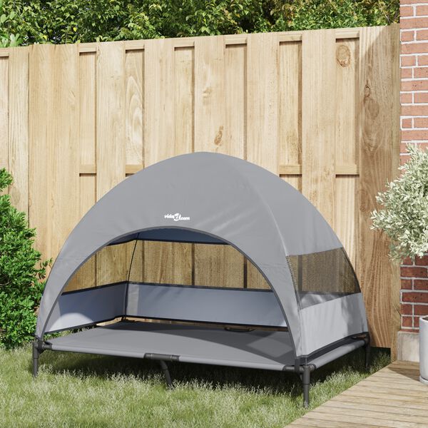 vidaXL Cama Elevada para Cachorro Cinzento-claro 127 x 81 x 108 cm