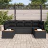 vidaXL Conjunto de Sof&aacute; de Jardim com almofada 6 pcs Preto Polirattan