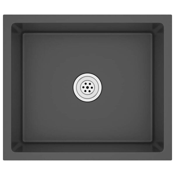 vidaXL Lava-louça de cozinha artesanal aço inoxidável preto