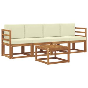 vidaXL Conjunto de Sof&aacute;s para Exterior 5 pcs Natural e Creme