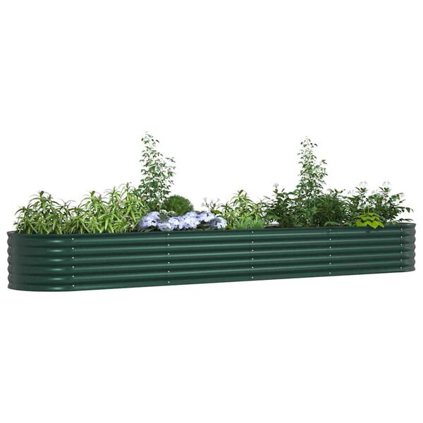 vidaXL Canteiro de jardim elevado Verde 400 x 80 x 44 cm Aço