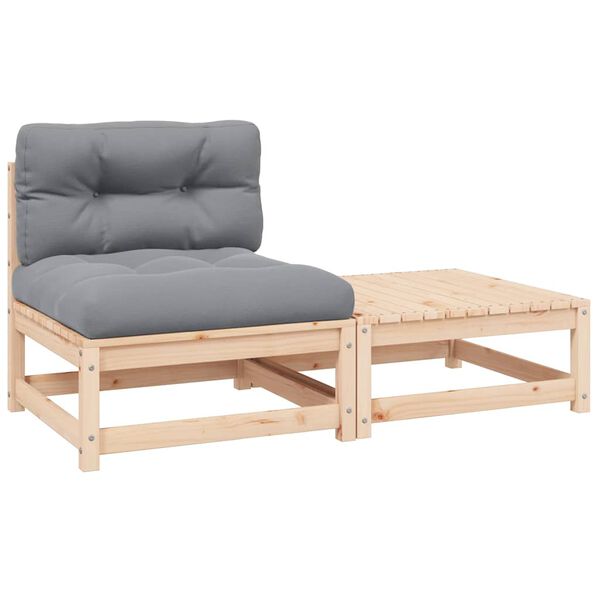 vidaXL 2 pcs conjunto lounge de jardim com almofad&otilde;es pinho maci&ccedil;o