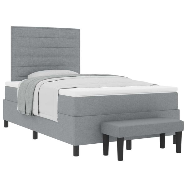 vidaXL Cama Box com colch&atilde;o Cinzento-claro 120 x 190 cm tecido