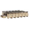 vidaXL 11 pcs conj. jantar jardim c/ almofad&otilde;es vime PE bege misturado