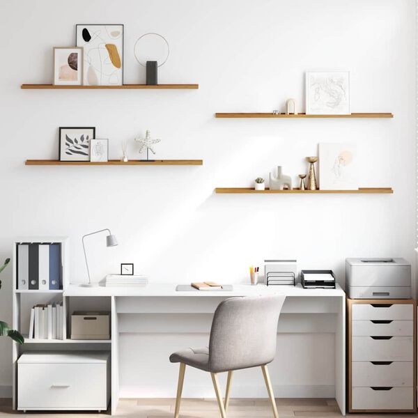 vidaXL Prateleira de Parede com prateleira 4 pcs Bege 115 x 9 x 3 cm