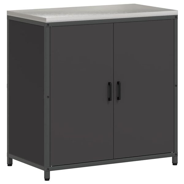 vidaXL Armazenamento de Cozinha com porta Preto 60 x 50 x 92 cm A&ccedil;o