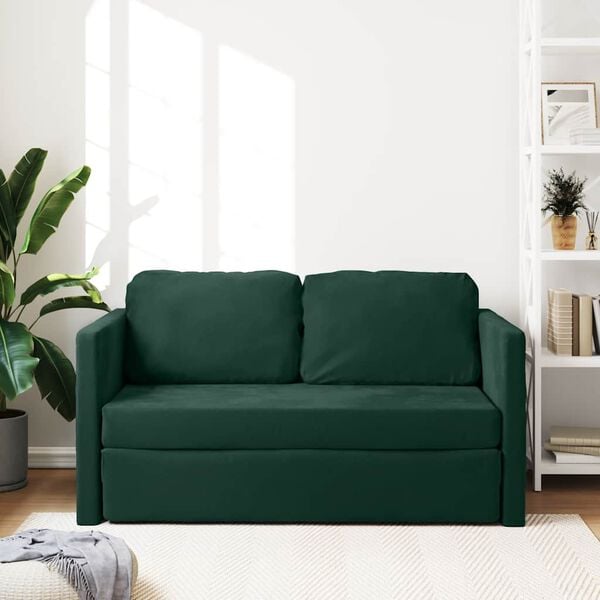 vidaXL Sof&aacute;-cama sem p&eacute;s 122x204x55 cm veludo verde-escuro