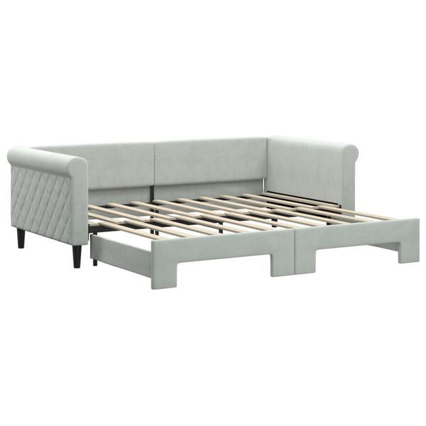 vidaXL Sof&aacute;-cama com gavet&atilde;o 90x190 cm veludo cinzento-claro