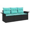 vidaXL Conjunto de Sof&aacute; de Jardim 3 unid. Preto Rattan Sint&eacute;tico