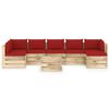 vidaXL 8 pcs conj. lounge jardim c/ almofad&otilde;es madeira impreg. verde