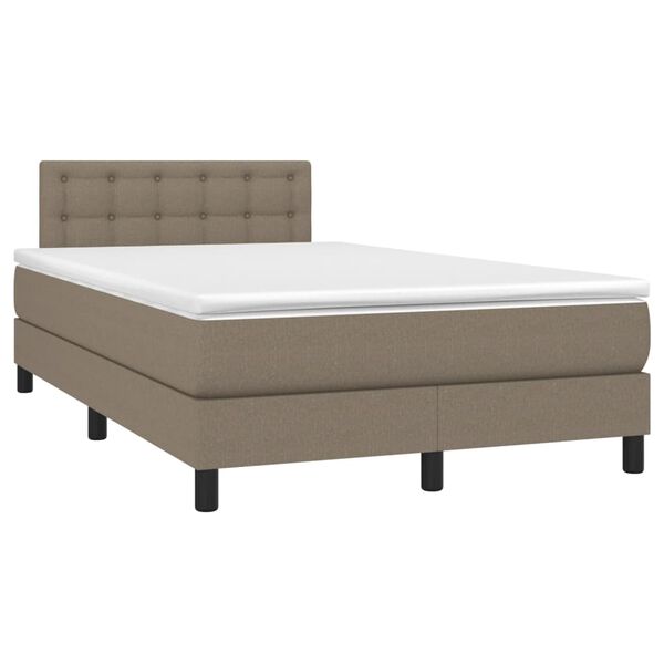 vidaXL Cama box spring colch&atilde;o/LED 120x190cm tecido cinza-acastanhado