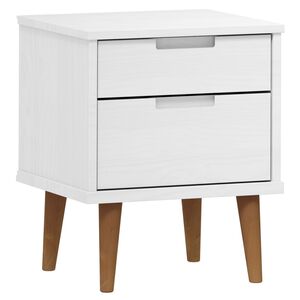 vidaXL Mesa de cabeceira MOLDE 40x35x48 cm pinho maci&ccedil;o branco