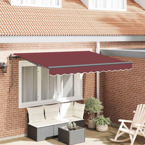 vidaXL Toldo Retr&aacute;til Borgonha 350 x 200 cm tecido