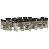 vidaXL 17 pcs conj. jantar jardim c/ almofad&otilde;es vime PE cinzento-claro