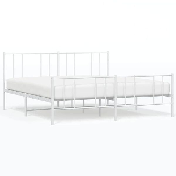 vidaXL Estrutura de cama com cabeceira e p&eacute;s 193x203 cm metal branco