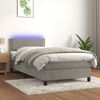 vidaXL Cama box spring c/ colch&atilde;o/LED 90x200 cm veludo cinzento-claro