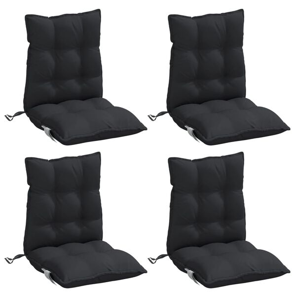 vidaXL Almofad&otilde;es cadeira encosto baixo 4 pcs tecido oxford preto