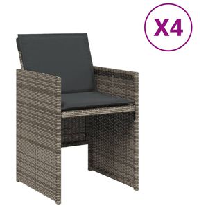 vidaXL Cadeiras de jardim com almofad&otilde;es 4 pcs vime PE cinzento