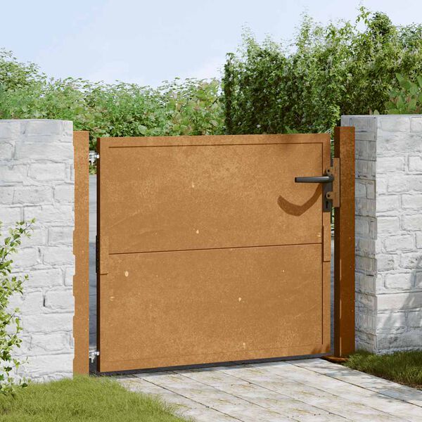 vidaXL Port&atilde;o de jardim 100x100 cm A&ccedil;o Corten