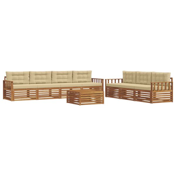 vidaXL Conjunto de Sof&aacute;s para Exterior 8 pcs Natural e Bege