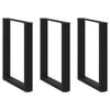 vidaXL P&eacute;s para mesa de jantar em formato de U, 3 pe&ccedil;as, preto, 70x(72-73) cm, a&ccedil;o