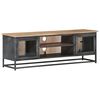 vidaXL M&oacute;vel de TV 120x30x40 cm ac&aacute;cia maci&ccedil;a e a&ccedil;o cinzento