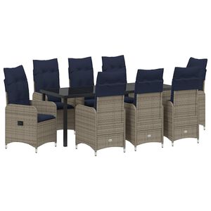 vidaXL Conjunto de Jantar para Jardim 9 pcs Preto Rattan Sint&eacute;tico