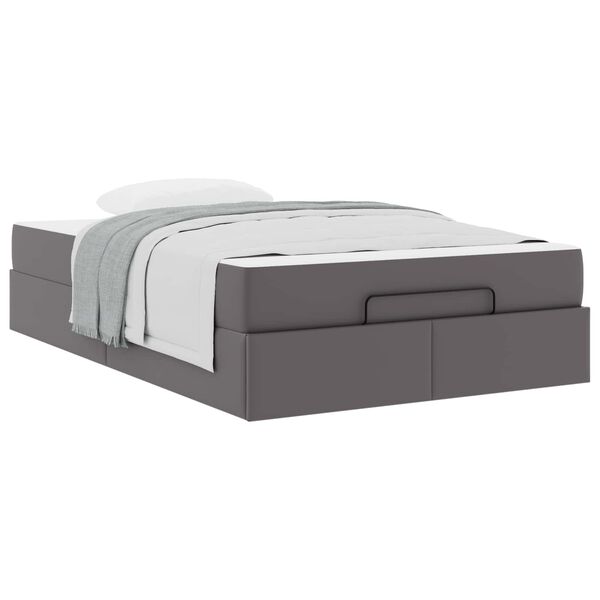 vidaXL Estrutura de cama com colch&atilde;o com colch&atilde;o 2 pcs Cinzeto PVC
