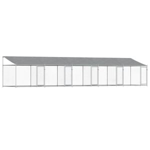 vidaXL Jaula para c&atilde;o com telhado/portas 10x2x2m a&ccedil;o galvanizado cinza