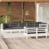 vidaXL 8 pcs conjunto lounge jardim c/ almofad&otilde;es pinho maci&ccedil;o branco