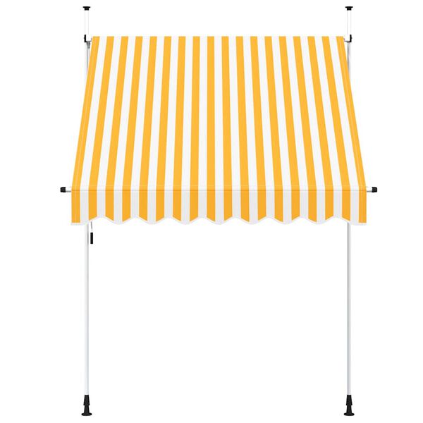 vidaXL Toldo retr&aacute;til manual 200 cm riscas laranjas e brancas