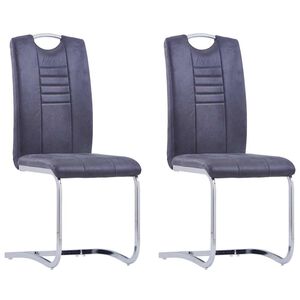 vidaXL Cadeiras de jantar cantilever 2 pcs camur&ccedil;a artificial cinzento