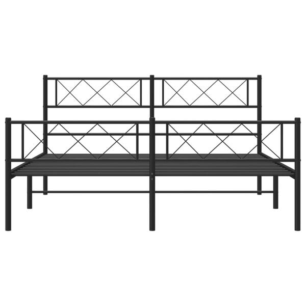 vidaXL Estrutura de cama com cabeceira e p&eacute;s 120x200 cm metal preto