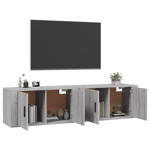 vidaXL M&oacute;veis de TV de parede 2 pcs 80x34,5x40 cm cinzento sonoma