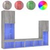 vidaXL 4 pcs m&oacute;veis parede p/ TV c/ LEDs deriv. madeira cinza sonoma