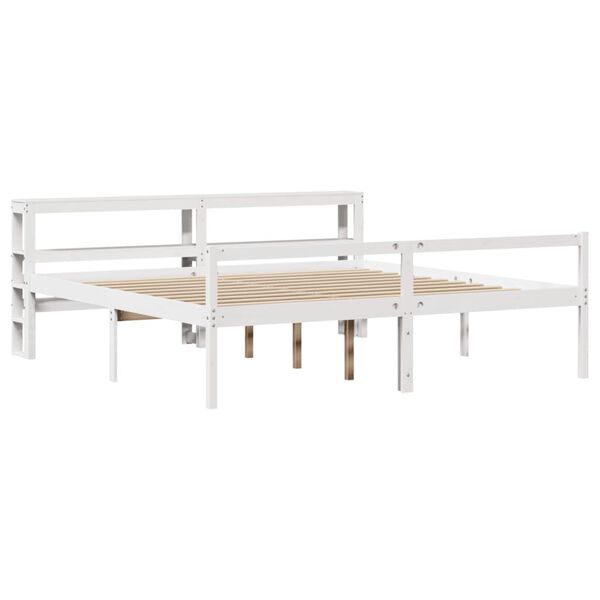 vidaXL Cama para idosos com cabeceira 200x200 cm pinho maci&ccedil;o branco