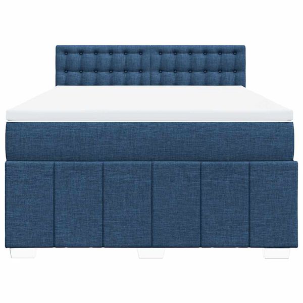 vidaXL Cama com molas/colch&atilde;o 140x190 cm tecido azul