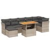 vidaXL 8 pcs conjunto sof&aacute;s de jardim c/ almofad&otilde;es vime PE cinzento