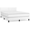 vidaXL Cama com molas/colch&atilde;o 140x200 cm couro artificial branco