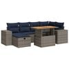vidaXL 7 pcs conj. sof&aacute;s jardim c/ almofad&otilde;es vime PE/ac&aacute;cia castanho
