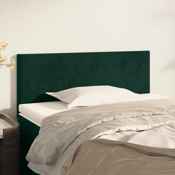 vidaXL Cabeceira de cama veludo 100x5x78/88 cm verde-escuro