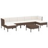vidaXL 8 pcs conjunto lounge jardim c/ almofad&otilde;es vime PE castanho